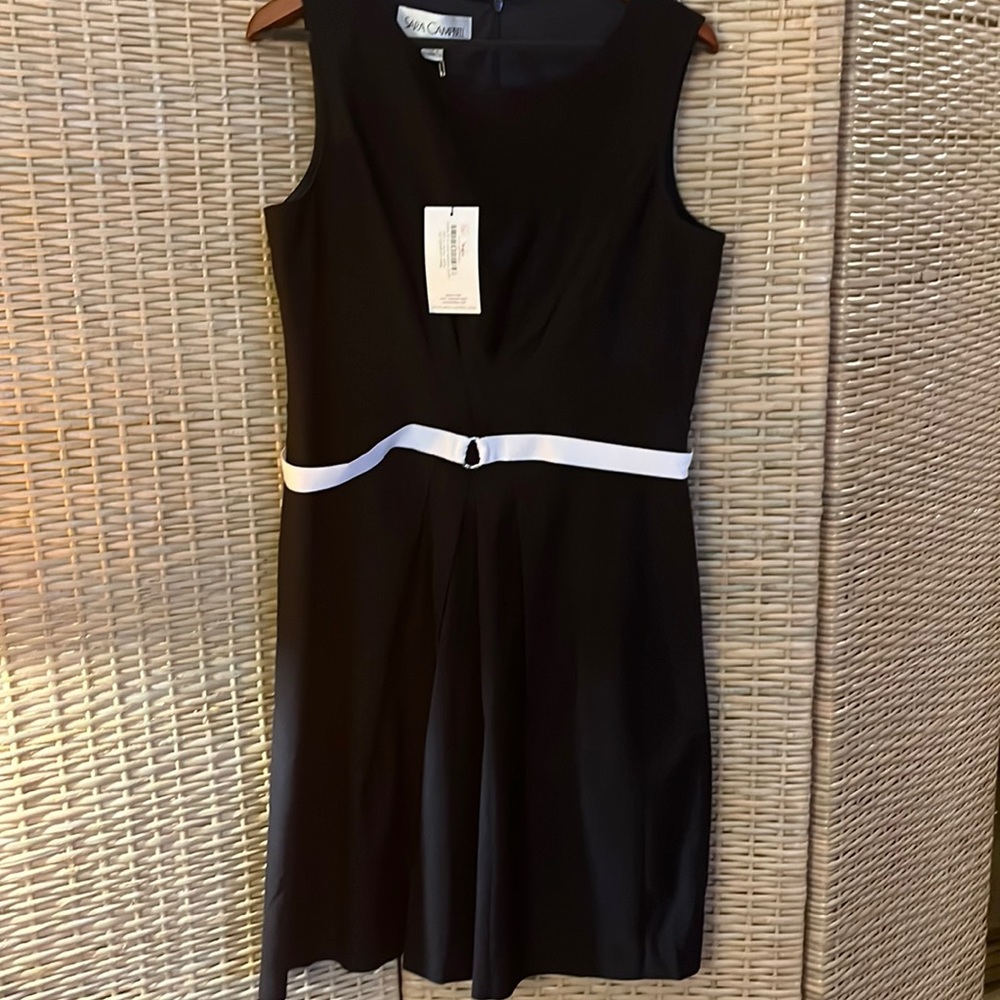 Sarah Campbell pleat front aline w/ grosgrain ribbon around the waist size 14